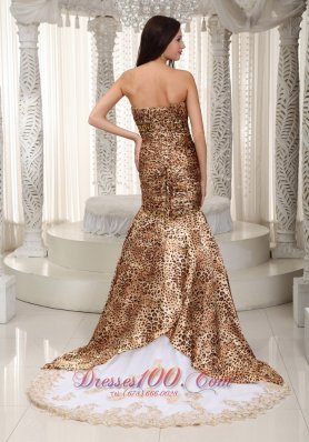 Leopard Sweetheart Beaded Mermaid Prom Celebrity Dress