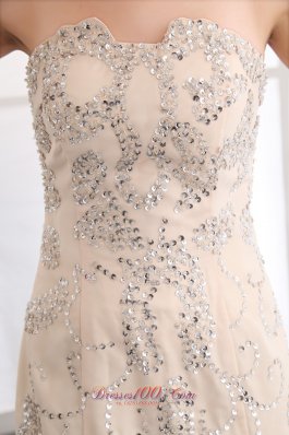 Sequins Champagne Mermaid Court Pageant Prom Dress