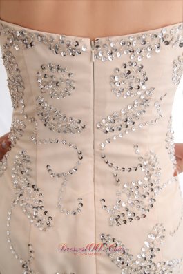 Sequins Champagne Mermaid Court Pageant Prom Dress