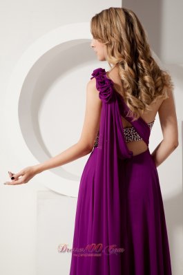 Purple One Shoulder Beading Prom Homecoming Dress