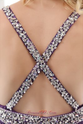 Purple Prom Dress For Formal Evening Beaded Straps