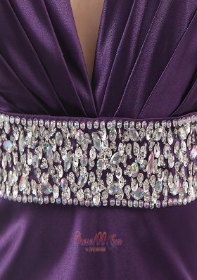 Purple Prom Dress For Formal Evening Beaded Straps