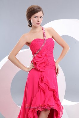 Hot Pink One Shoulder High-low Prom Evening Dress