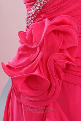 Hot Pink One Shoulder High-low Prom Evening Dress