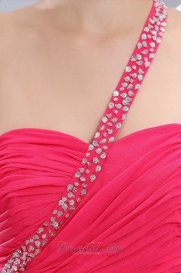 Hot Pink One Shoulder High-low Prom Evening Dress