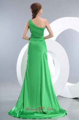 Spring Green One Shoulder Mermaid Prom Evening Dress