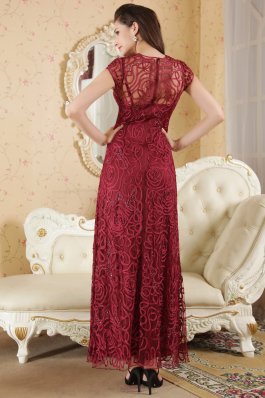 Beading Bateau Burgundy Mother Of The Bride Dress