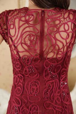 Beading Bateau Burgundy Mother Of The Bride Dress