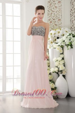 Beading Pink Chiffon Prom Evening Dress Sweetheart