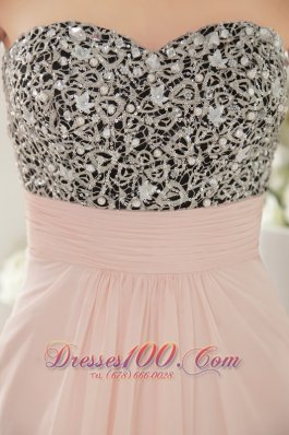 Beading Pink Chiffon Prom Evening Dress Sweetheart