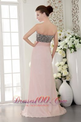 Beading Pink Chiffon Prom Evening Dress Sweetheart