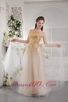 Champagne Sequins Prom Graduation Dress Sweetheart