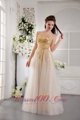 Champagne Sequins Prom Graduation Dress Sweetheart