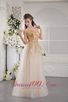 Champagne Sequins Prom Graduation Dress Sweetheart