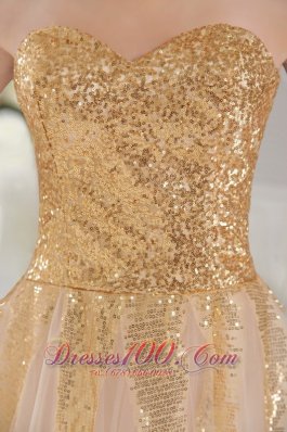 Champagne Sequins Prom Graduation Dress Sweetheart