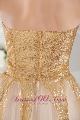 Champagne Sequins Prom Graduation Dress Sweetheart