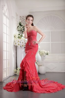 Appliques Watermelon Mermaid Prom Evening Dress