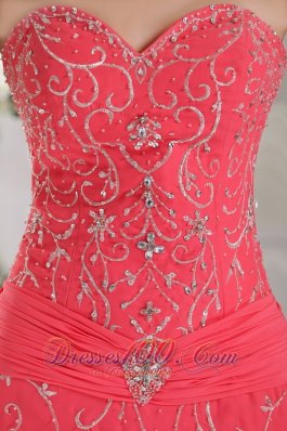 Appliques Watermelon Mermaid Prom Evening Dress