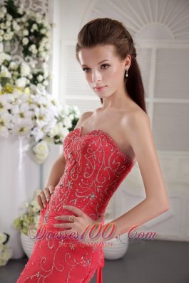 Appliques Watermelon Mermaid Prom Evening Dress