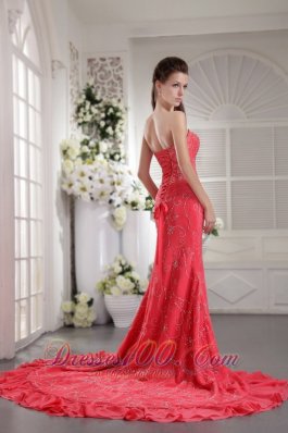 Appliques Watermelon Mermaid Prom Evening Dress