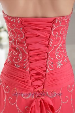 Appliques Watermelon Mermaid Prom Evening Dress