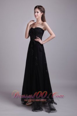 Black Appliques Prom Evening Dress Tulle Sweetheart