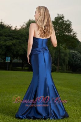 Mermaid Ruched Royal Blue Prom Celebrity Dress