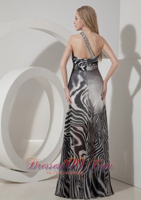 Colorful Printing One Shoulder Maxi Evening Dress