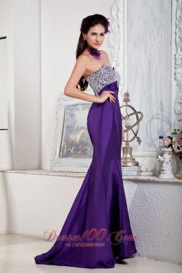 Mermaid Sweetheart Purple Prom Evening Dress Beaded