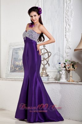 Mermaid Sweetheart Purple Prom Evening Dress Beaded