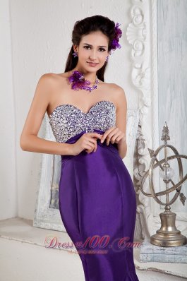 Mermaid Sweetheart Purple Prom Evening Dress Beaded