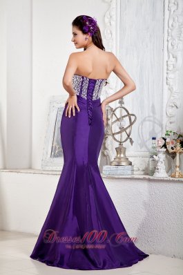 Mermaid Sweetheart Purple Prom Evening Dress Beaded