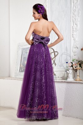 Leopard Purple Prom Evening Dress Beaded Sweetheart