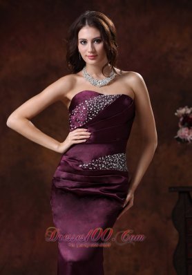 Dark Purple Beaded Mermaid Mother Of The Bride Evening Dress