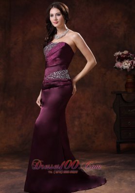 Dark Purple Beaded Mermaid Mother Of The Bride Evening Dress