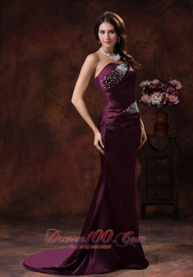 Dark Purple Beaded Mermaid Mother Of The Bride Evening Dress