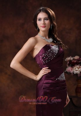 Dark Purple Beaded Mermaid Mother Of The Bride Evening Dress