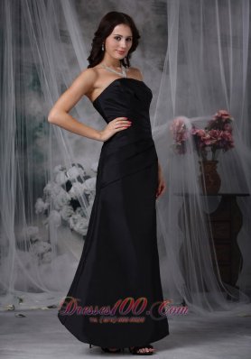 Discount Ruched Black Prom Evening Dress Satin