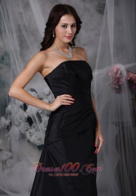 Discount Ruched Black Prom Evening Dress Satin