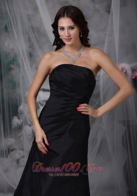 Discount Ruched Black Prom Evening Dress Satin