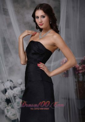 Discount Ruched Black Prom Evening Dress Satin