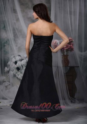 Discount Ruched Black Prom Evening Dress Satin