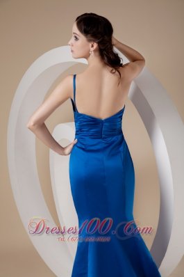 Royal Blue One Shoulder Prom Dress Hand Made Flower