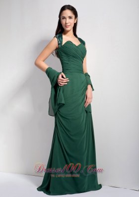 Ruched Dark Green Mother Of The Brides Dress Chiffon