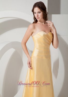 Pleats Light Yellow Prom Evening Dress Sweetheart Train