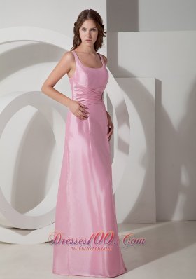 Square Beaded Rose Pink Prom Evening Dress Taffeta