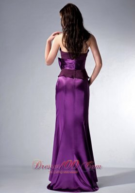 Halter Eggplant Purple Bridesmaid Dress Bow Train