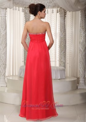 Beaded Sweetheart Red Prom Homecoming Dress For Party