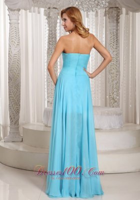 Ruch High-low Aque Blue Prom Dress For Formal Evening