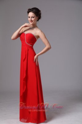 Red Sweetheart Beaded Ruch Chiffon Prom Dress For Party